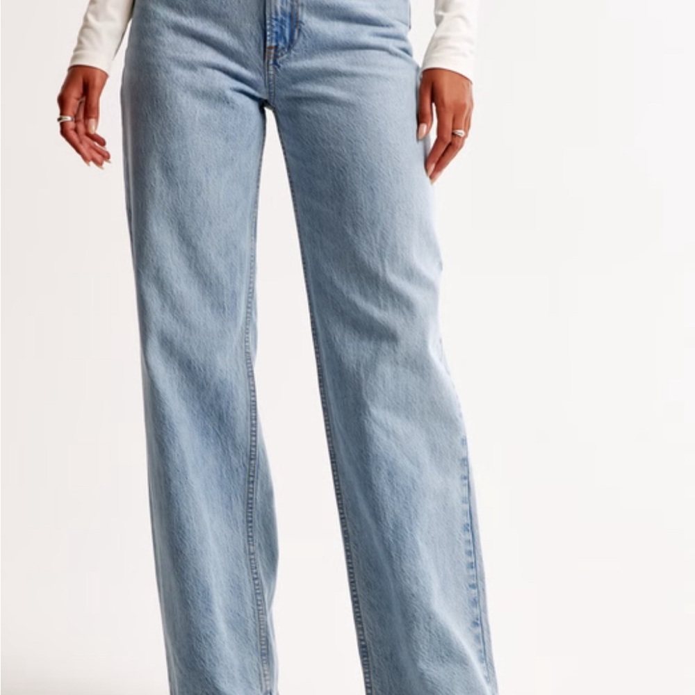 Abercrombie & Fitch High Rise Curve Love Light Blue Flare Jeans